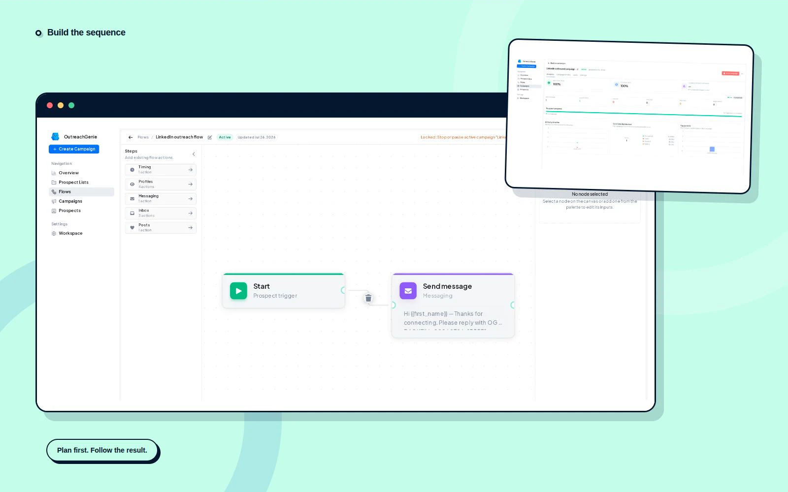 OutreachGenie visual LinkedIn outreach flow builder