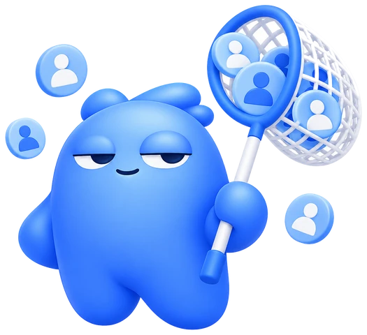 Mascot catching LinkedIn profiles with a net